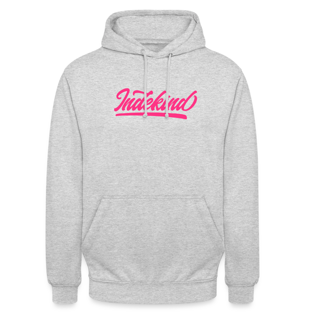 Hoodie | Indekind Neon Pink Klassik | Fü allemoole - Hellgrau meliert