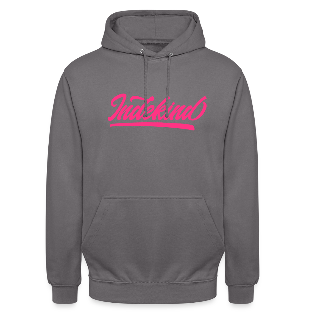 Hoodie | Indekind Neon Pink Klassik | Fü allemoole - Mittelgrau